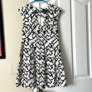 French Connection Black and White V Neck Dress
